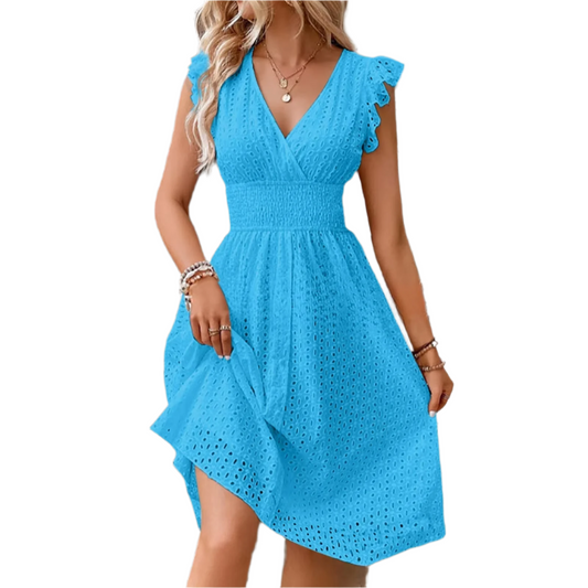Elegant Lace Waist Short Dress – Effortless Summer Charm