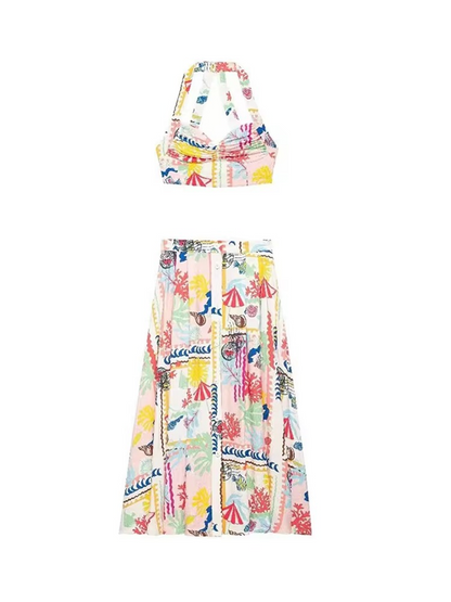 Vibrant Patchwork Skirt Set – Beach Chic