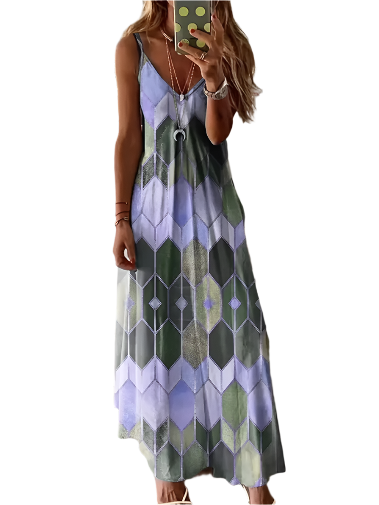 2024 Summer Tie-Dye Halter Maxi Dress – Beachside Elegance