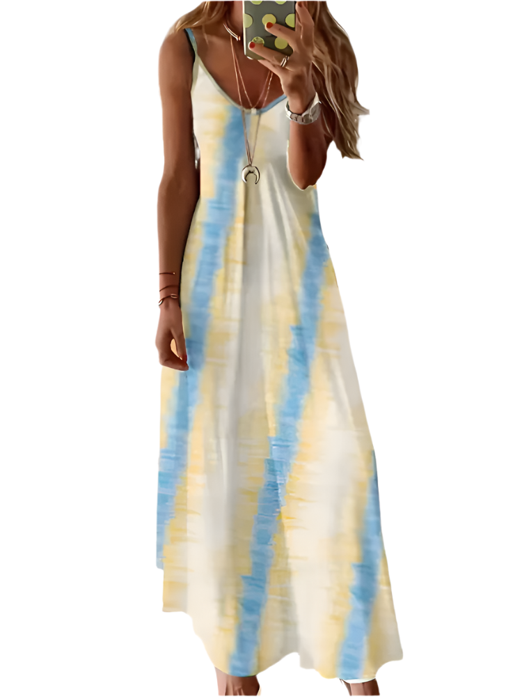 2024 Summer Tie-Dye Halter Maxi Dress – Beachside Elegance