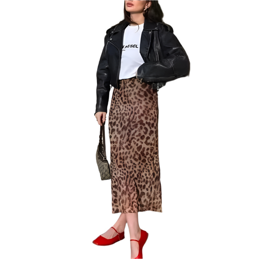 Leopard Print Midi Skirt – Elegant & Versatile Statement Piece