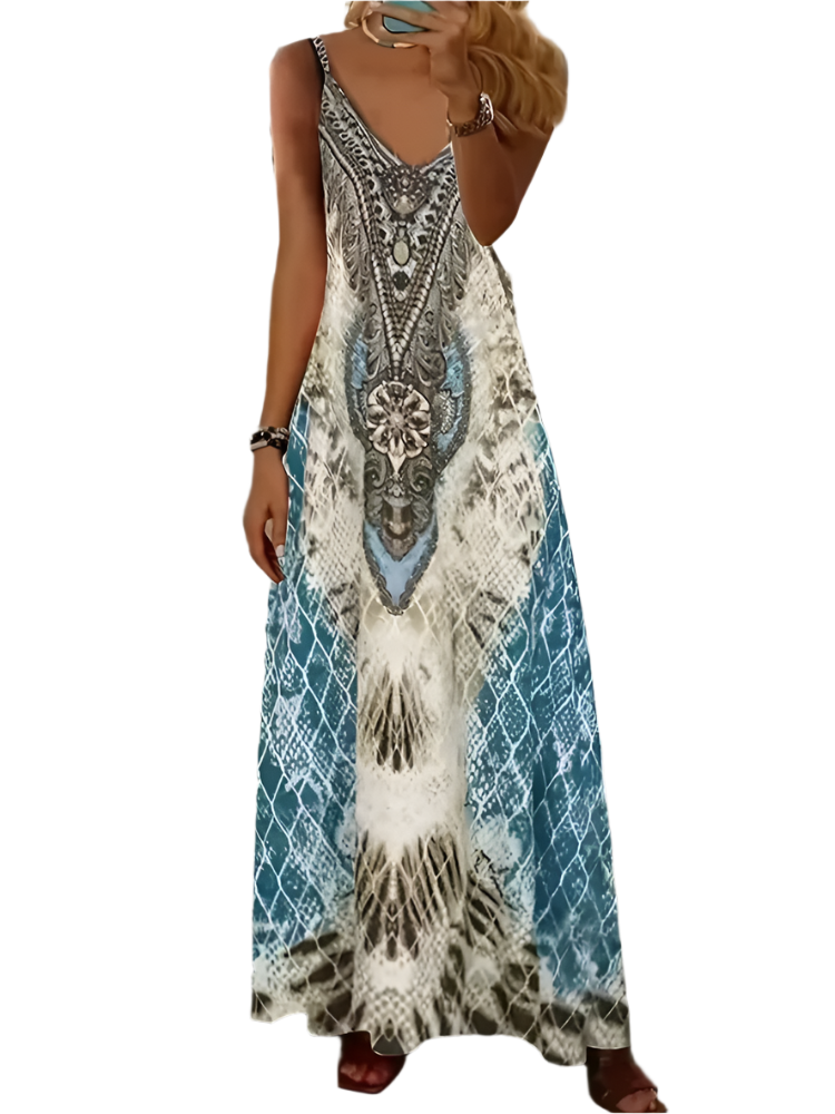 2024 Summer Tie-Dye Halter Maxi Dress – Beachside Elegance