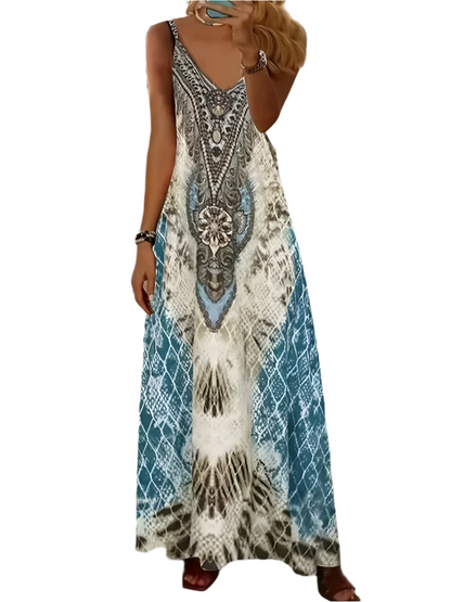 2024 Summer Tie-Dye Halter Maxi Dress – Beachside Elegance