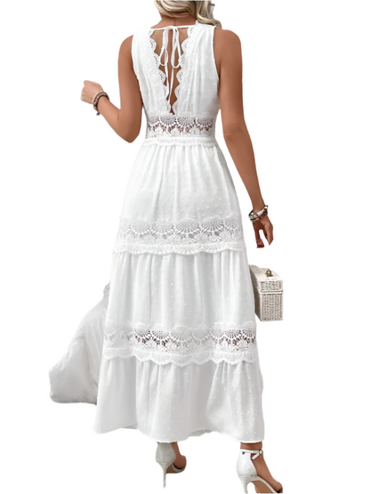 Elegant White Lace Maxi Dress – Timeless Party Glamour