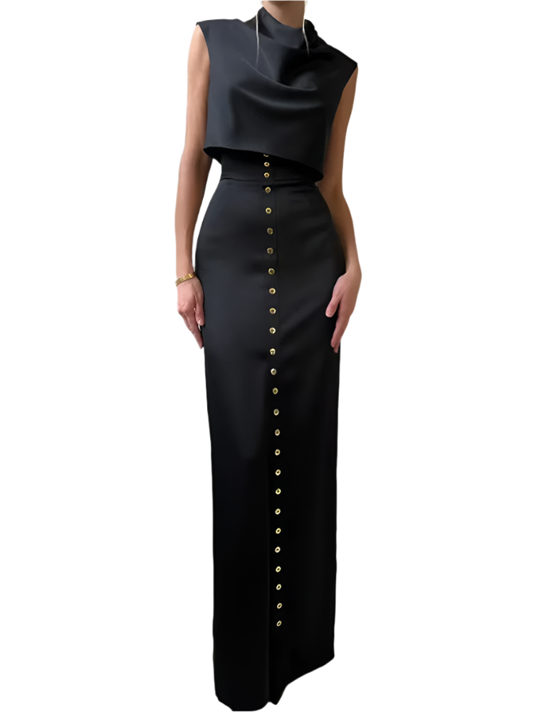 Elegant Turtleneck Crop Top & Skirt Set