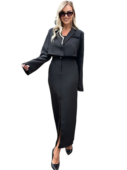 2-Piece Set – Crop Shirt & High-Waist Skirt
