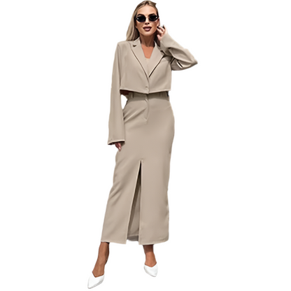 2-Piece Set – Crop Shirt & High-Waist Skirt