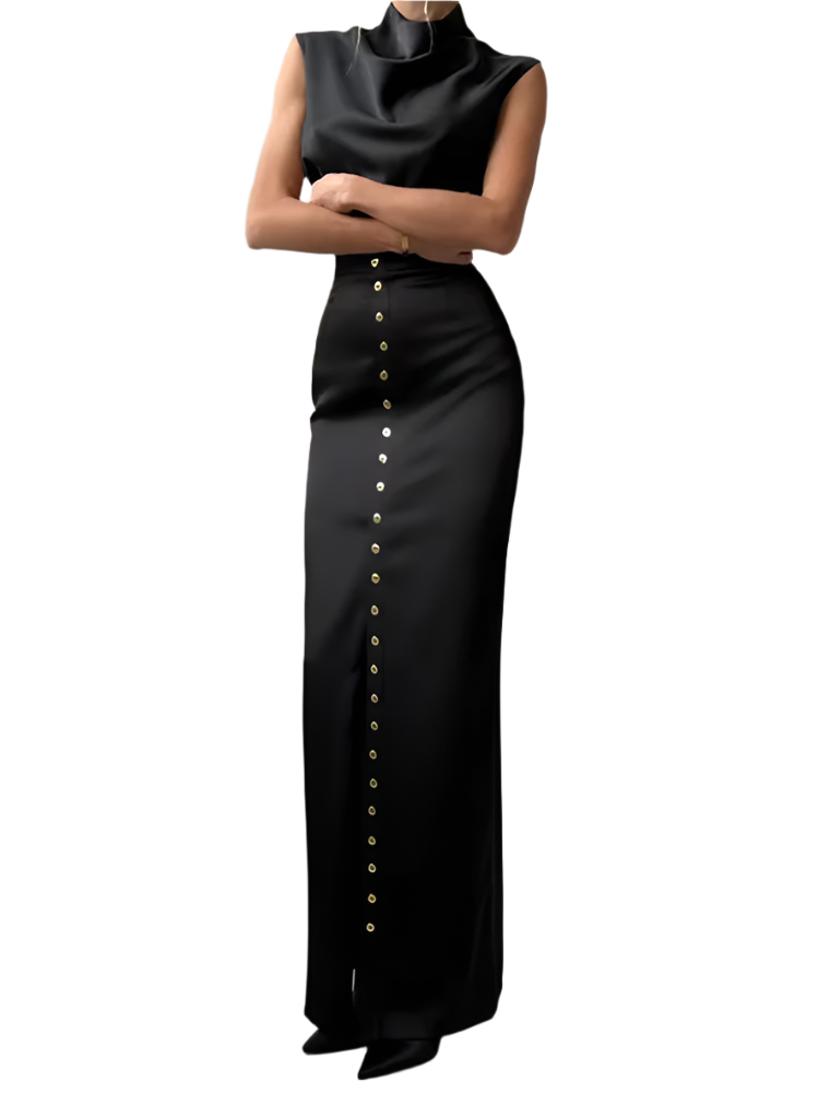 Elegant Turtleneck Crop Top & Skirt Set