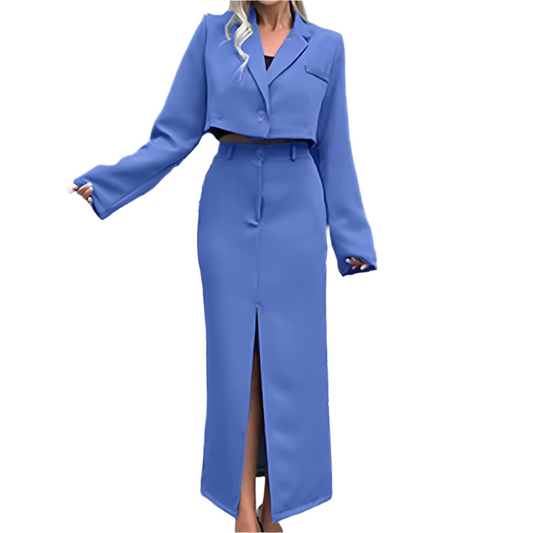2-Piece Set – Crop Shirt & High-Waist Skirt
