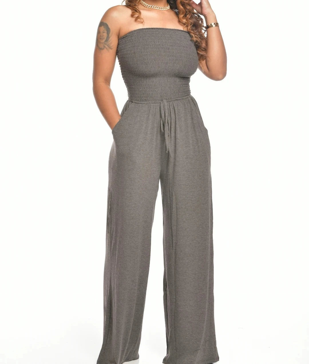 Off-Shoulder Wide-Leg Jumpsuit