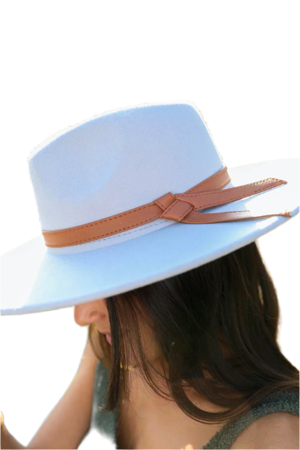 Wide Brim Leather Ribbon Bolero Hat