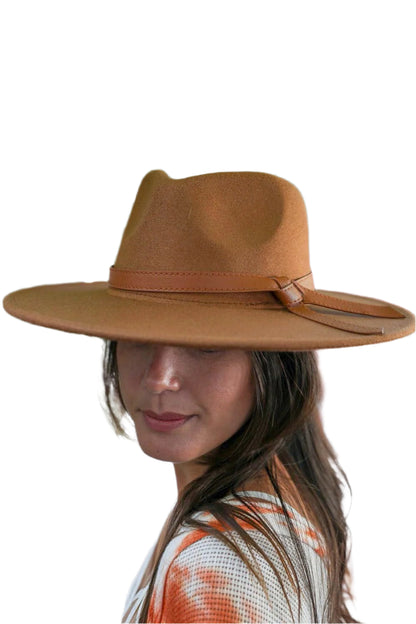 Wide Brim Leather Ribbon Bolero Hat